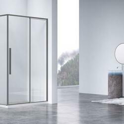 Душевой уголок Slim-N VSR-4SN8014CLGM, 1400*800, вороненая сталь, стекло прозрачное