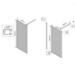 Душевая перегородка Walk-In VSW-1HP900FLGM, 900*2000, вороненая сталь, стекло рифленое