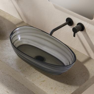 Раковина накладная прозрачная ABBER Kristall AT2813Onyx черная