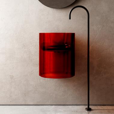 Раковина подвесная прозрачная ABBER Kristall AT2704Rubin красная	