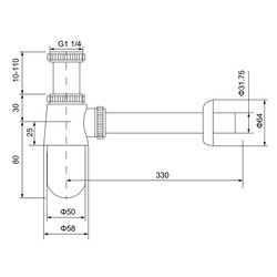 Сифон для раковины Timo 960/18L черное золото
