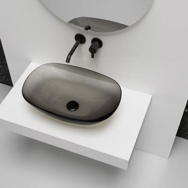Раковина прозрачная Vincea VBS-6T12B, 540*360*150, накладная, цвет черный	