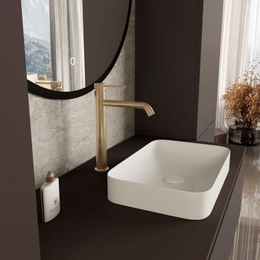 Смеситель для раковины City VBF-2C2BG однорычажный, брашированное золото	