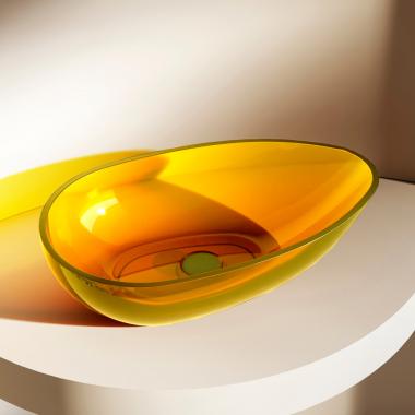 Раковина накладная прозрачная ABBER Kristall AT2811Amber желтая	