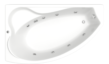 Отдельно стоящая ванна Bas Николь с гидромассажем (левая) 170x104	