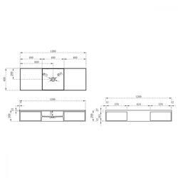 Раковина из искусственного камня Vincea VWB-6S212MW, 1200*400*200, подвесная, цвет белый матовый