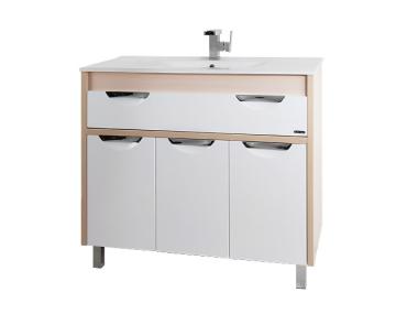 Мебель для ванной тумба Vod Ok Габи 120 дуб корпус белый фасад + умывальник Elen 120	