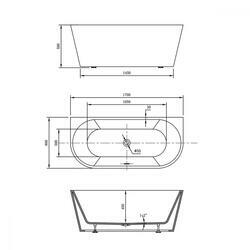 Ванна акриловая Vincea VBT-421-1700, 1700*800*580, цвет белый, щелевой перелив