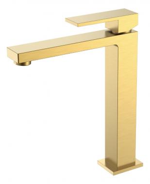 Смеситель для умывальника высокий Qubic Matt Gold	