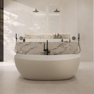 Ванна из искусственного камня ABBER Stein AS9615-1.6 белая матовая	