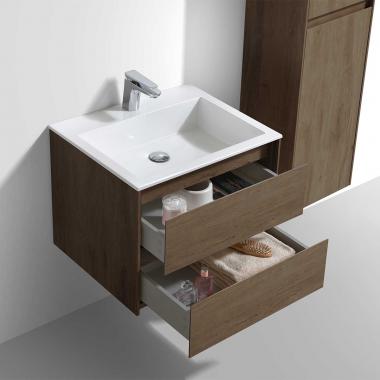 База под раковину Luka 600 подвесная, 2 выкатных ящика soft-close, T.Oak	