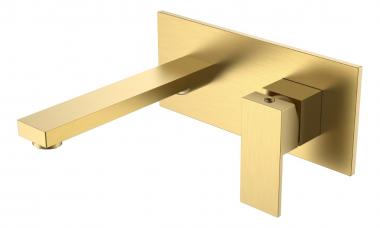 Смеситель для умывальника из стены Qubic Matt Gold	