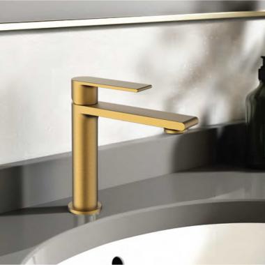 Смеситель для раковины Vogue VBF-1V1BG однорычажный, брашированное золото	