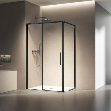 Душевой уголок Slim 8mm VSR-6SL8011CLB, 1100*800, черный, стекло прозрачное	