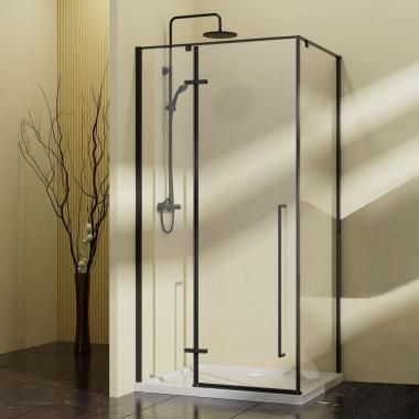 Душевой уголок Slim-N VSR-5SN9090CLB, 900*900, черный, стекло прозрачное	