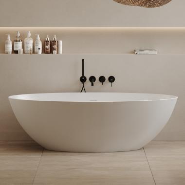 Ванна из искусственного камня ABBER Stein AS9625-1.6 белая матовая	