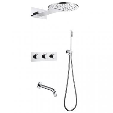 Душевая система ABBER Wasser Kreis AF8150 скрытого монтажа с изливом, термостат, хром	