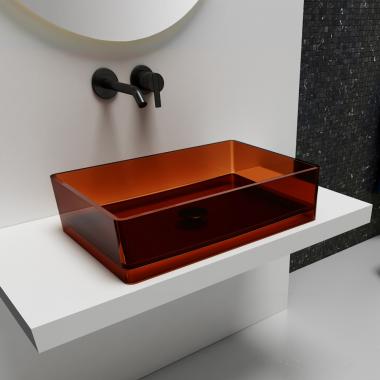 Раковина накладная прозрачная ABBER Kristall AT2803Opal коричневая	