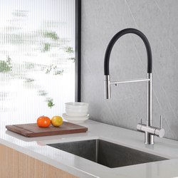 Смеситель ABBER Wasser Kreis AF81141SP для кухни с подключением фильтра и выдвижной лейкой, сатин