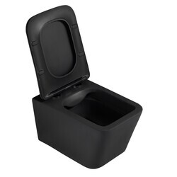 Комплект подвесной унитаз ABBER Rechteck AC1201MB черный матовый с инсталляцией AC0105 и кнопкой AC0120MMG золото матовое