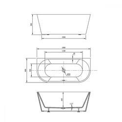 Ванна акриловая Vincea VBT-421-1800, 1800*800*580, цвет белый, щелевой перелив