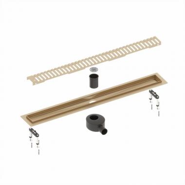 Душевой лоток TIMO Drain System 600 с вставкой lines, золото матовое	