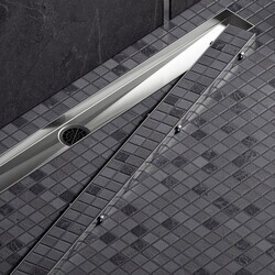 Душевой лоток TIMO Drain System 800 с двусторонней панелью plate под плитку, сатин