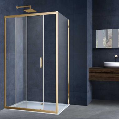 Душевой уголок Alpha VSR-3AL9014CLG, 1400*900, брашированное золото, стекло прозрачное Vincea VSR-3AL9014CLG	