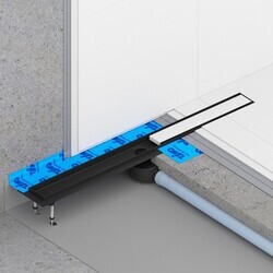 Душевой лоток TIMO Drain System 600 с двусторонней панелью plate под плитку, черный
