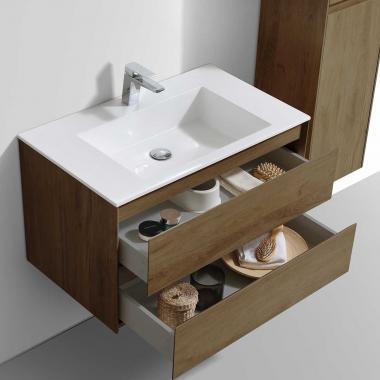 База под раковину Luka 800 подвесная, 2 выкатных ящика soft-close, T.Oak	