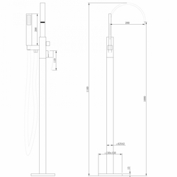 Смеситель ABBER Wasserfall AF8615SP напольный для ванны с душем, сатин