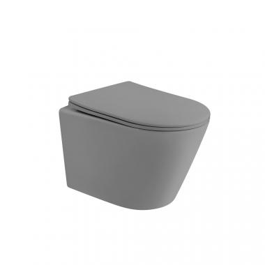 Унитаз ABBER Bequem AC1102TMG подвесной серый матовый, безободковый, смыв торнадо	