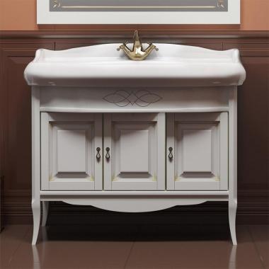 Мебель для ванной тумба Opadiris Лоренцо 100 белый с бежевой патиной	