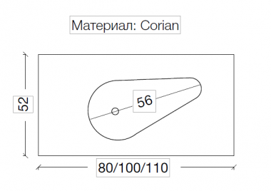 Столешница Corian Drop 81cm	