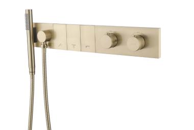 Смеситель ZODIAC THERMO с ручным душем MATT GOLD	
