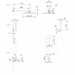 Душевая система ABBER Daheim AF8250SP скрытого монтажа с изливом, термостат, сатин