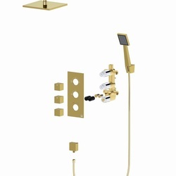 Душевая система Timo Tetra-Thermo SX-0179/17SM скрытого монтажа с термостатом, золото матовое