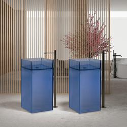 Раковина отдельностоящая прозрачная ABBER Kristall AT2707Saphir синяя