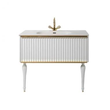 Мебель для ванной тумба Vallessi Avantgarde Canale 80 белая-золото (843-080-WG)	