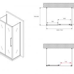Душевой уголок ABBER Schwarzer Diamant AG30170MH-S80M-S80M
