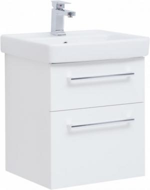 Мебель для ванной тумба Dreja Q max 55 см, подвесная, 2 ящика, белый глянец	