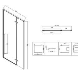 Душевая дверь Slim-N VDPH-5SN100CLB, 1000, черный, стекло прозрачное