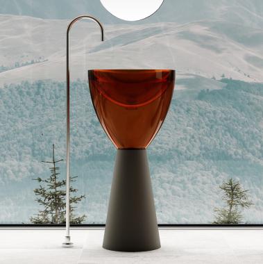 Раковина отдельностоящая прозрачная ABBER Kristall AT2703Black-Opal черный/коричневый	