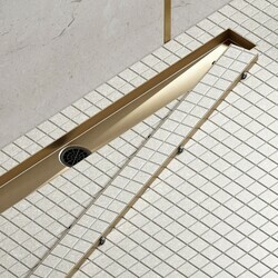 Душевой лоток TIMO Drain System 900 с двусторонней панелью plate под плитку, золото матовое