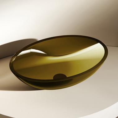 Раковина накладная прозрачная ABBER Kristall AT2802Vesuvian оливковая	