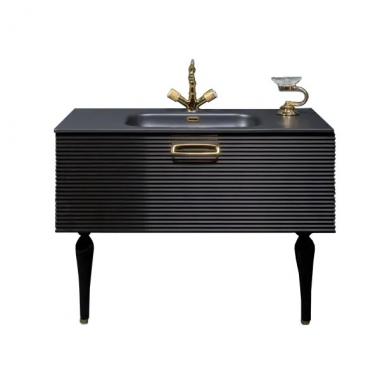Мебель для ванной тумба Vallessi Avantgarde Linea 100 черная-золото (842-100-BG)	
