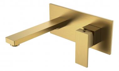 Смеситель для умывальника из стены Qubic Bronze	