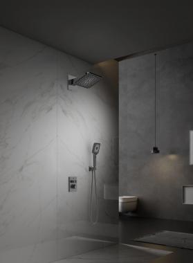 Душевой комплект Inspire VSFW-3I21MT4GM встраиваемый, термостат, двухрежимный, вороненая сталь	