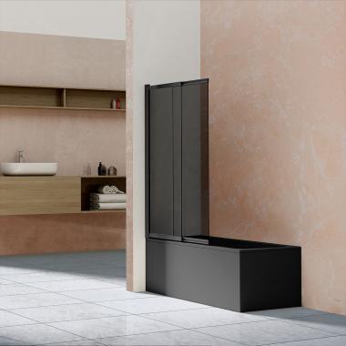 Душевая шторка на ванну VSB-1E100CGB, 1000*1450, матовый черный, стекло тонированное	