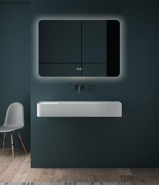 Зеркало LED VLM-3BE800-2 800х600 c сенсорным выключателем и диммером, антизапотевание	